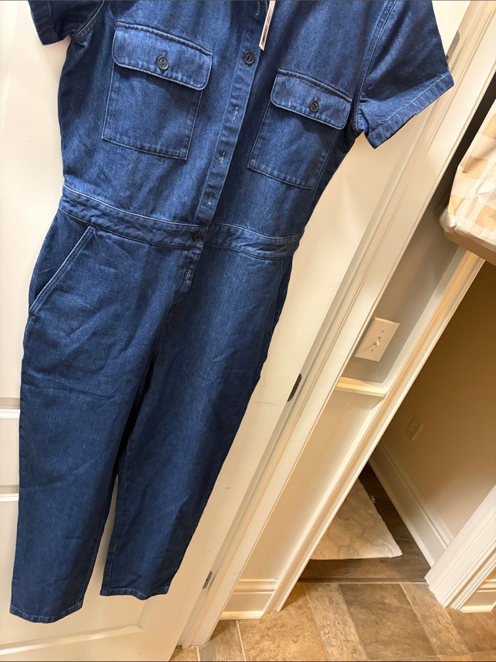 Outerknown Indigo Denim Short-Sleeve Jumpsuit - Picture 5 of 7